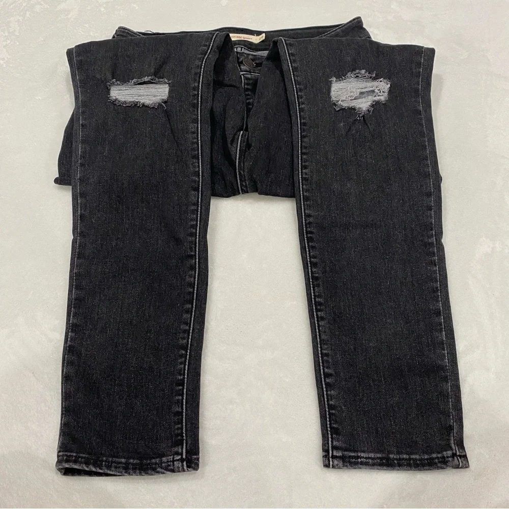 LEVI’S Women’s 721 High Rise Skinny Jeans - distressed black, size W29 L28 - Picture 4 of 12